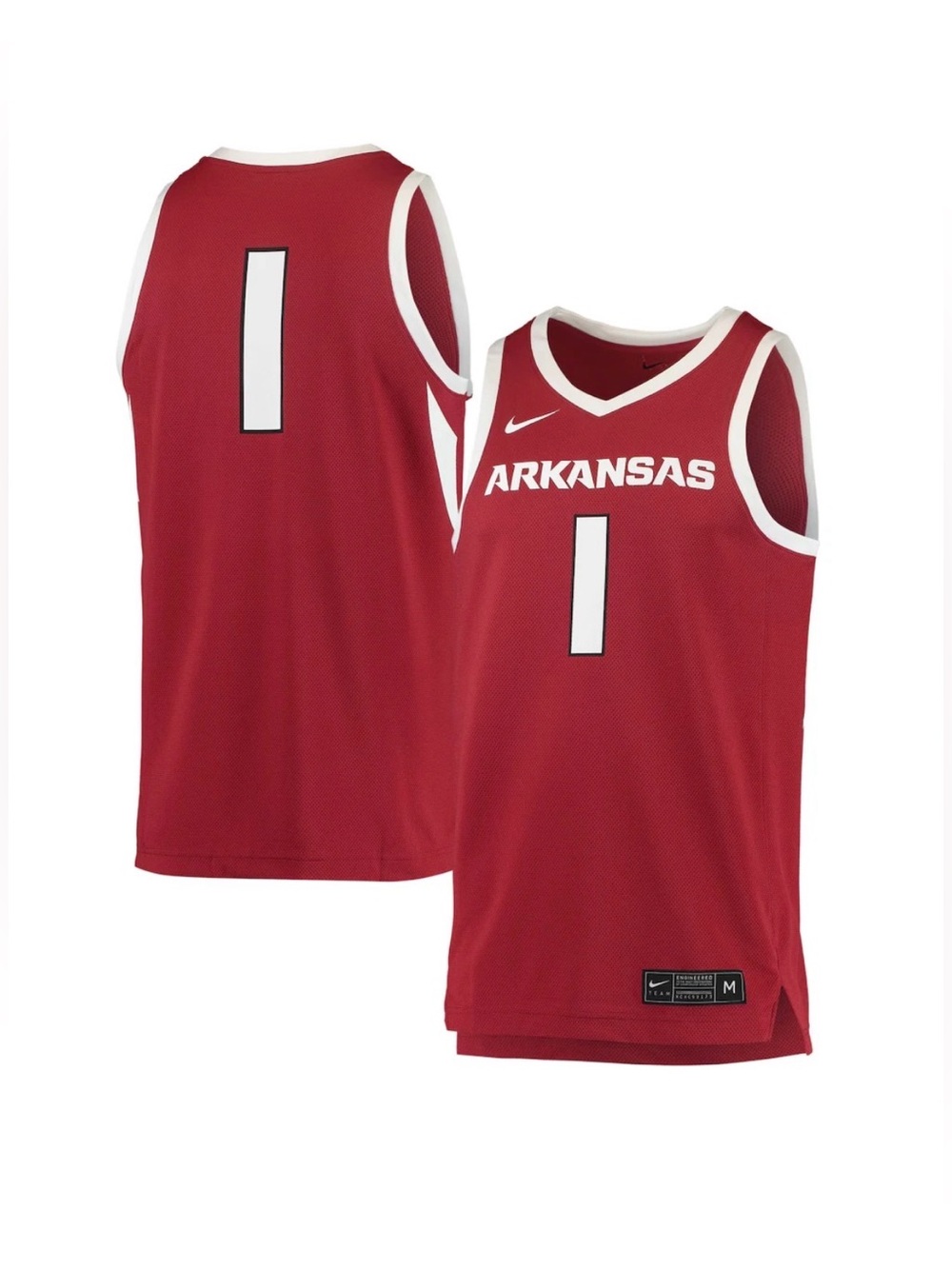 Nike Arkansas Razorbacks #1 Replica Crimson Red Basketball Jersey Small
